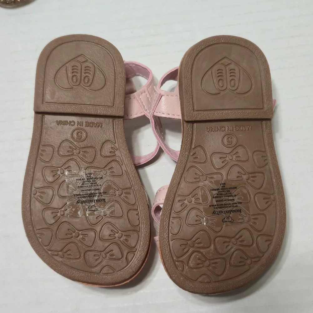 Lot 3 Pairs Baby Girls Size 5 Shoes Gold Glitter Sandals Pink Flowers White Flat